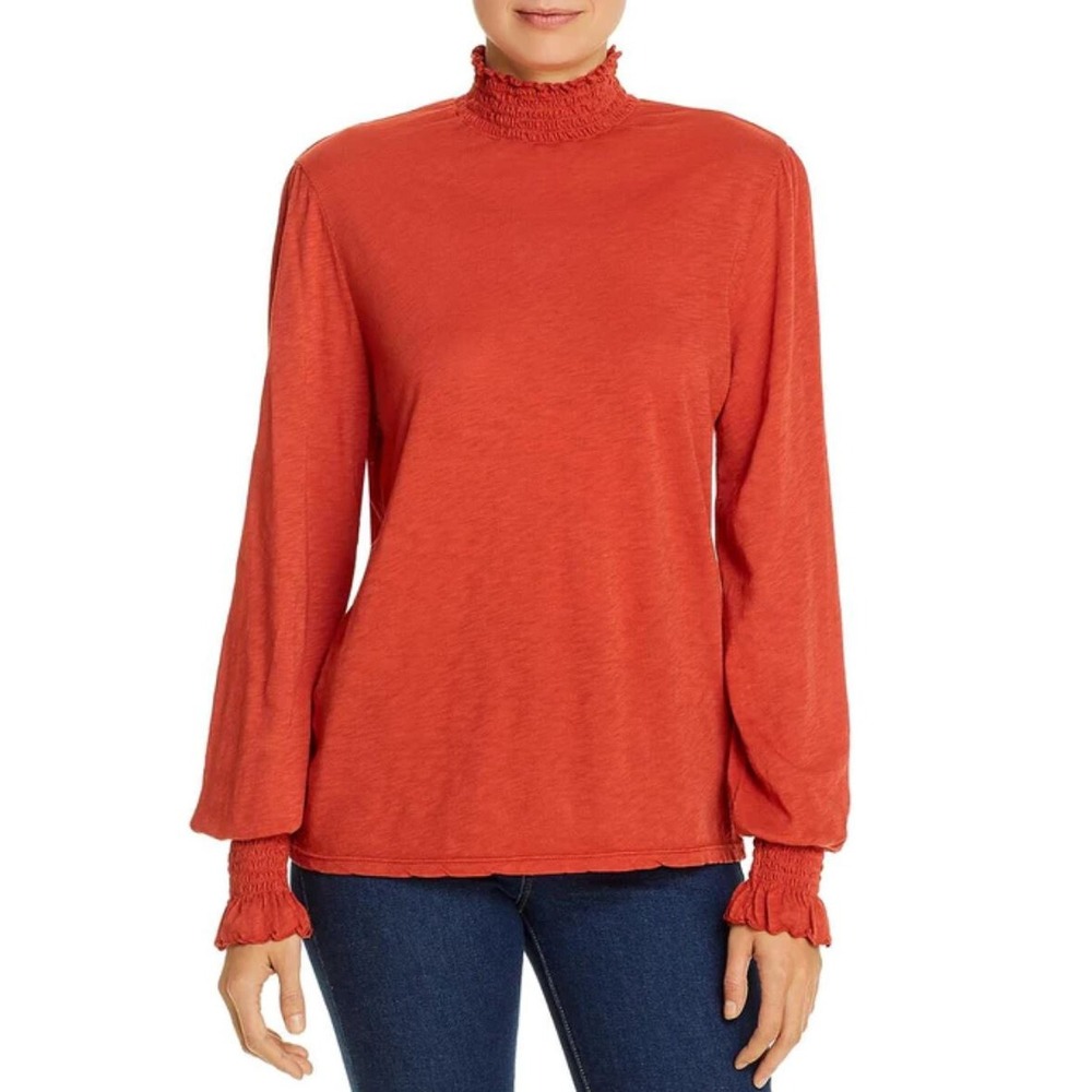 SUNDRY women shirt top long sleeve H19-P3-H45 spice red cotton sz 0 USA $88